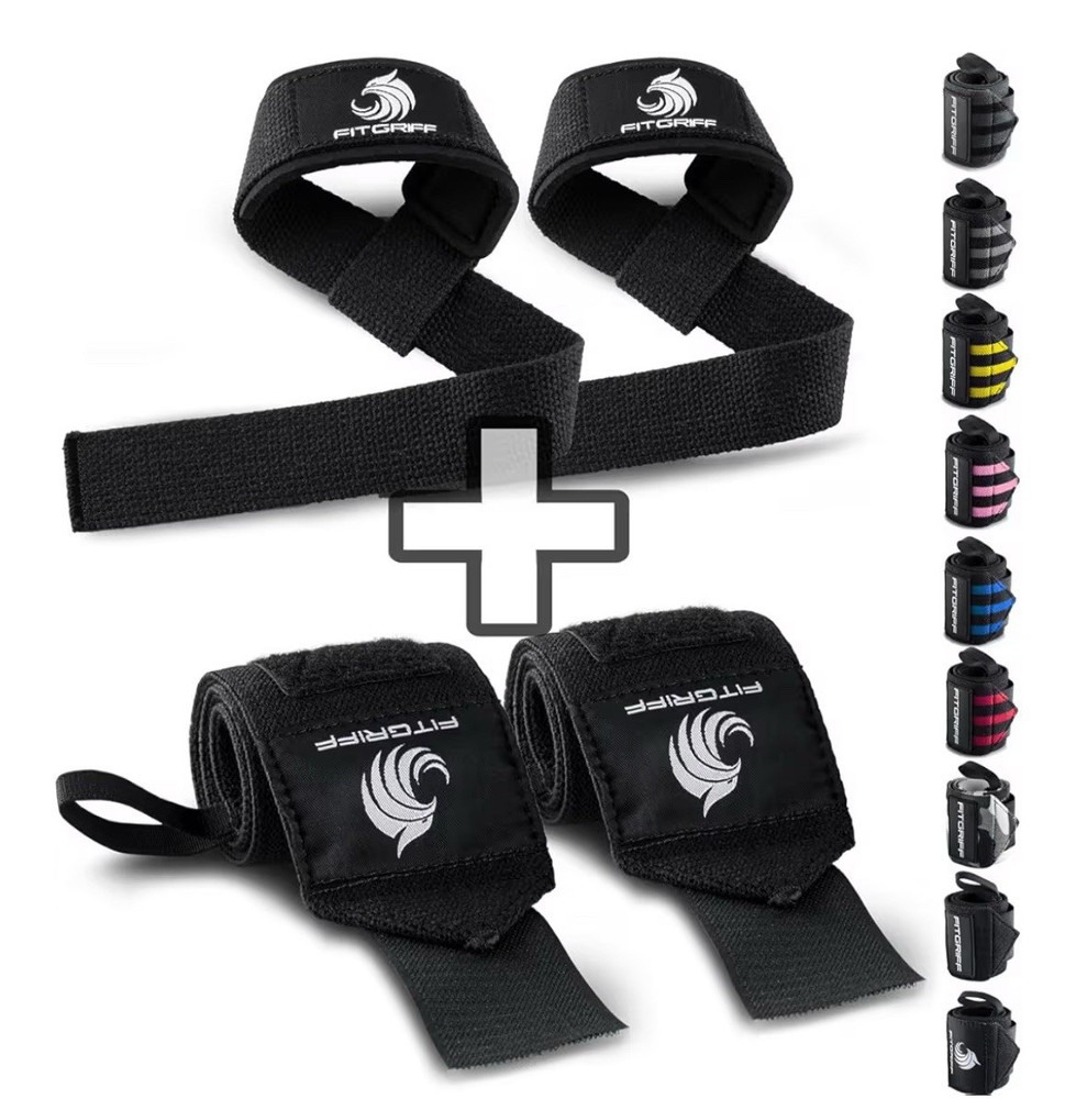 Fitgriff Lifting Strap And Wrist Wrap Bundle Black