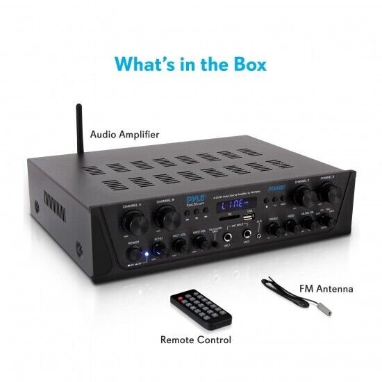 Pyle 4-Ch. Bluetooth Amplifier Stereo Receiver System, with FM Radio PTA44BT