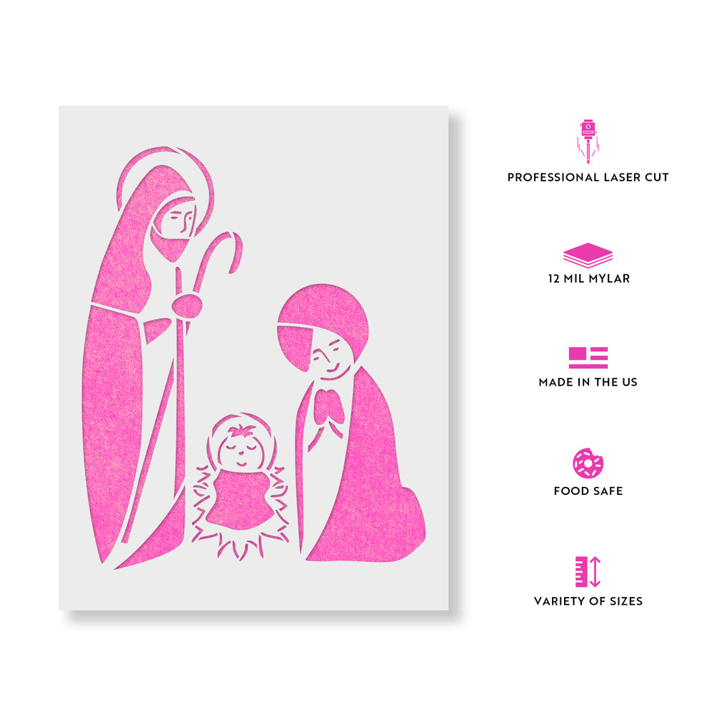 Retro Nativity Stencil - Durable & Reusable Mylar Stencils