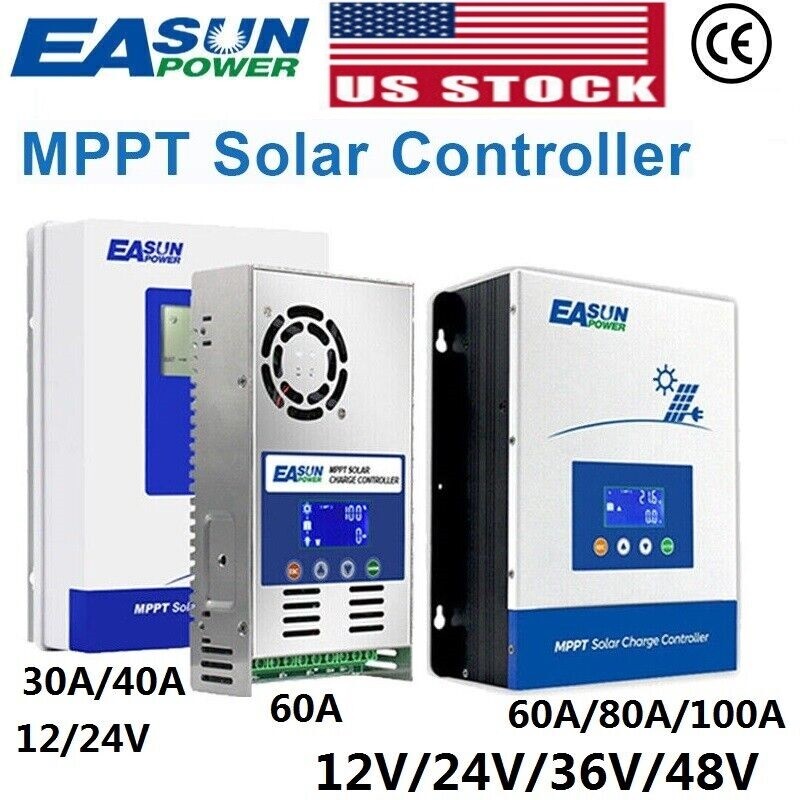 Easun 100A 80/60/40/30/20A Power MPPT Solar Controller 12V/24V/36V/48V Regulator