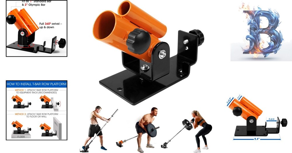 Self-Powered Adjustable T Bar Row Platform with Secure Rubber Grip and Stability