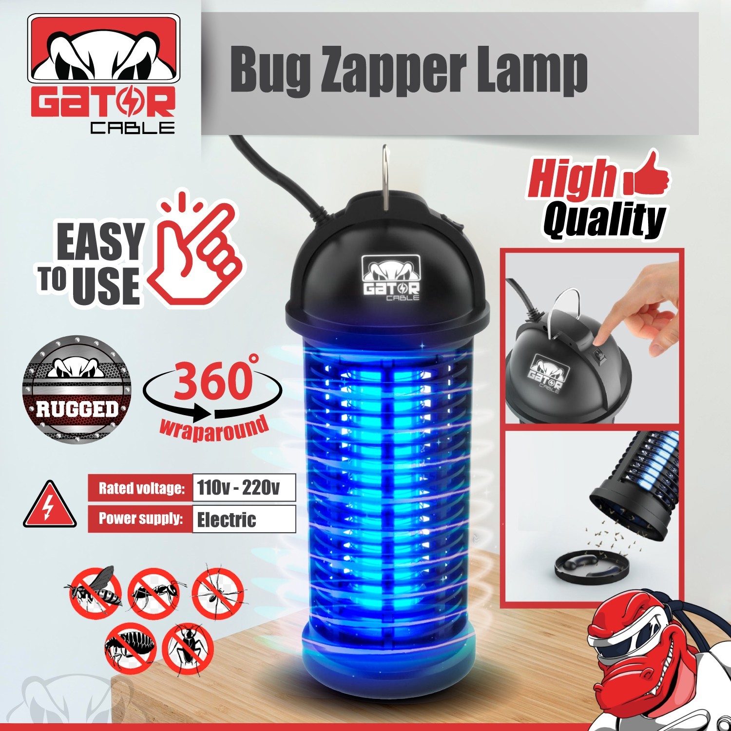 Electric Mosquito Insect Fly Bug Zapper Killer LED Light Trap Pest Control Lamp
