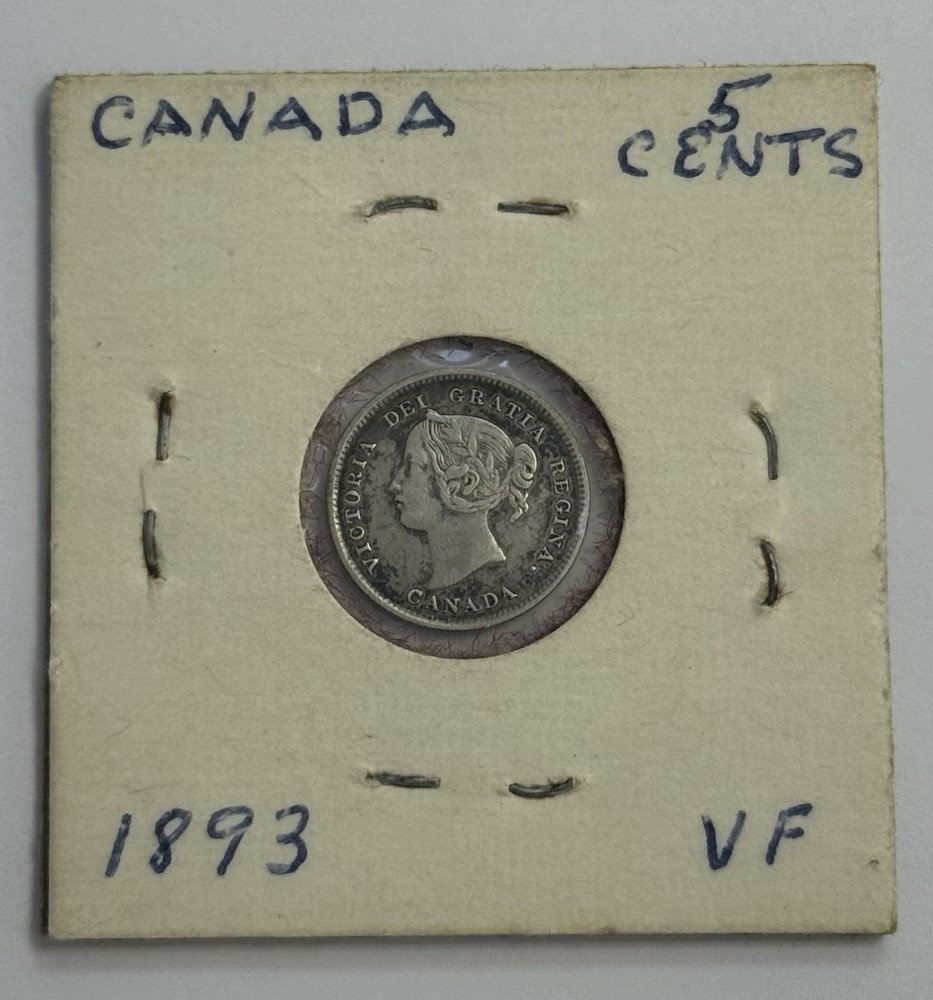 1893 Canada 5 Cents VF Silver Coin