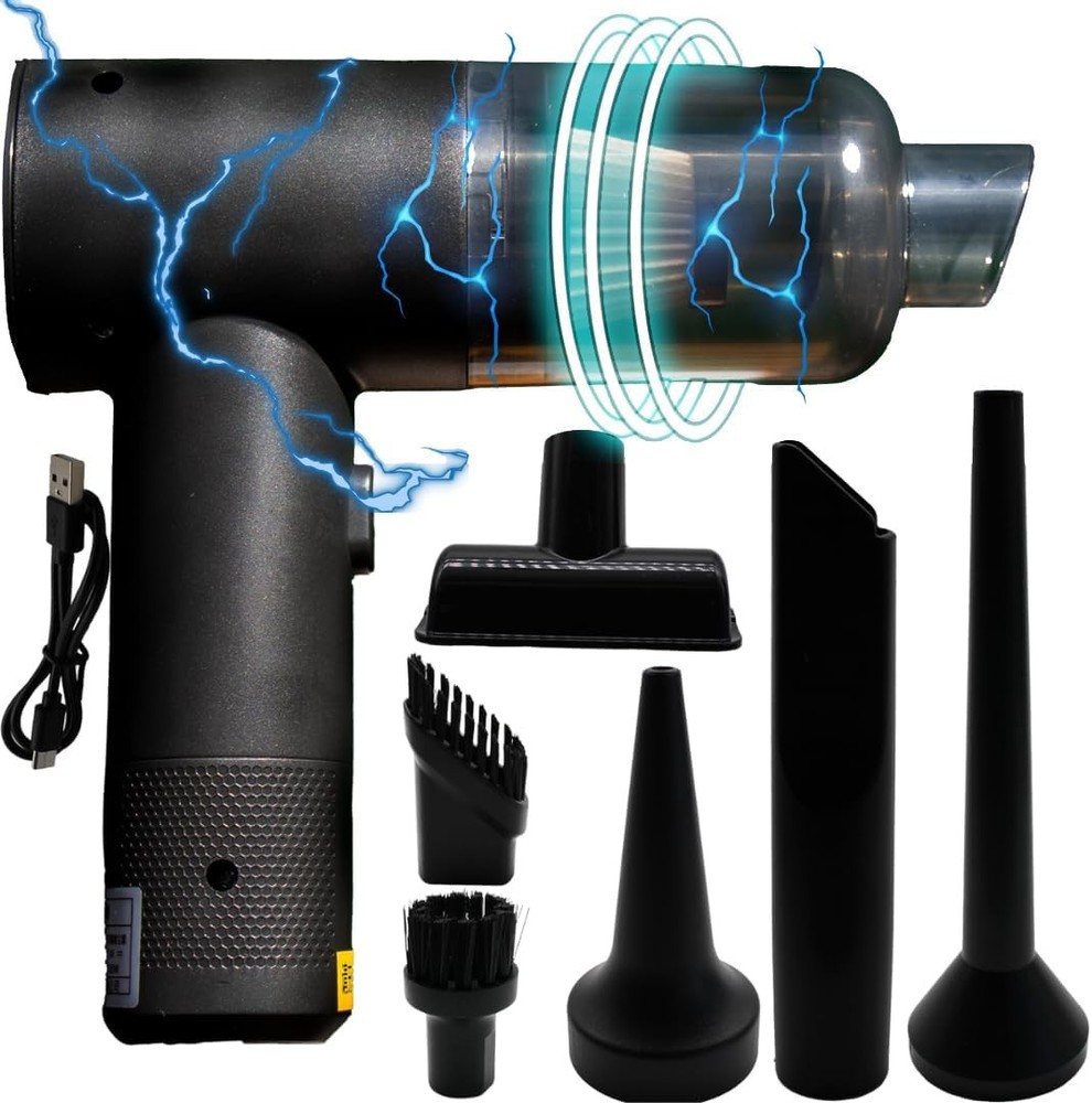 Jaspertronics™ Wireless Vacuum & Dust Blower, Strong Suction, 0.12L, Compact