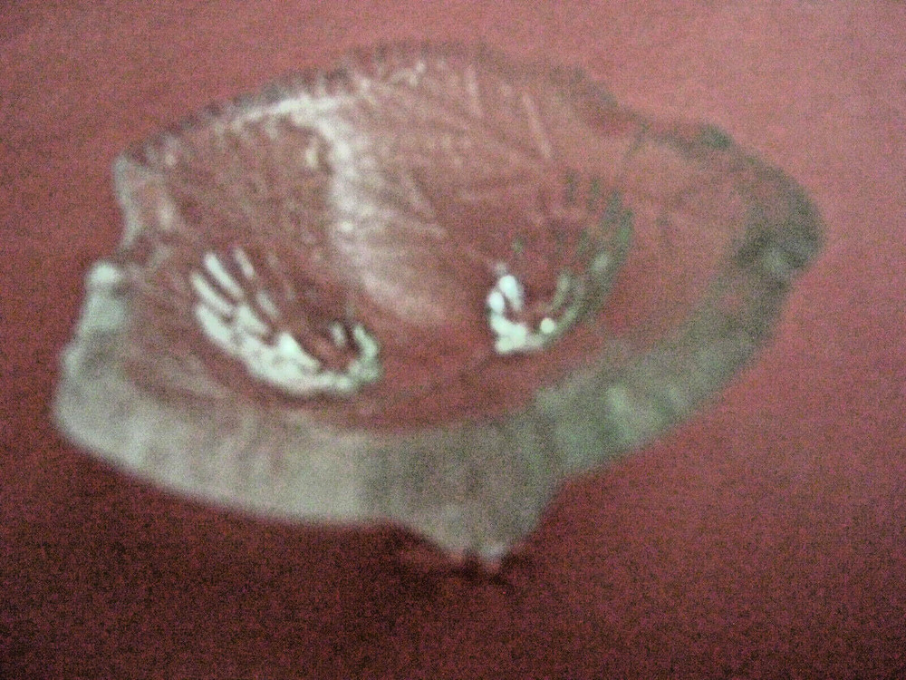 CLEAR LEAF SHAPED CRYSTAL FOOTED OPEN SALT CELLAR