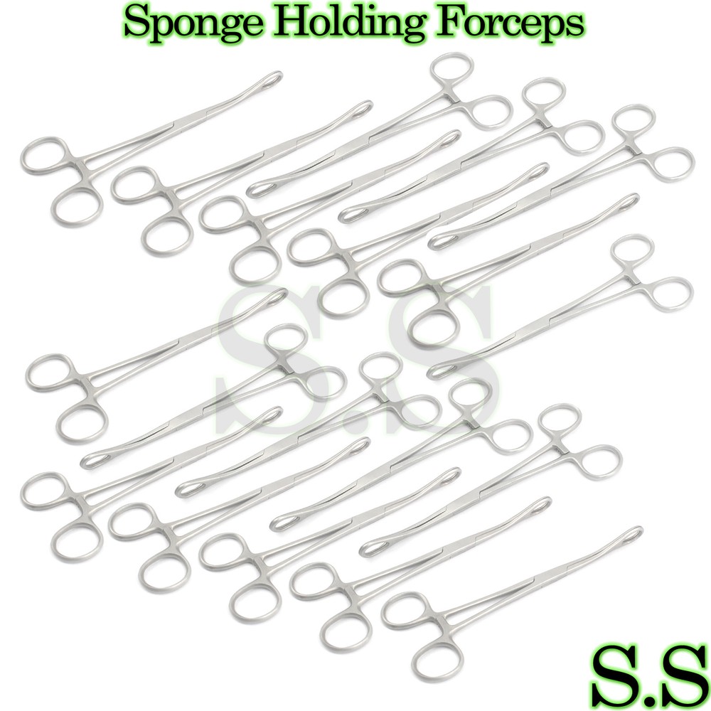 20 Sponge Holding Forceps Curved 7" Surgical Instruments