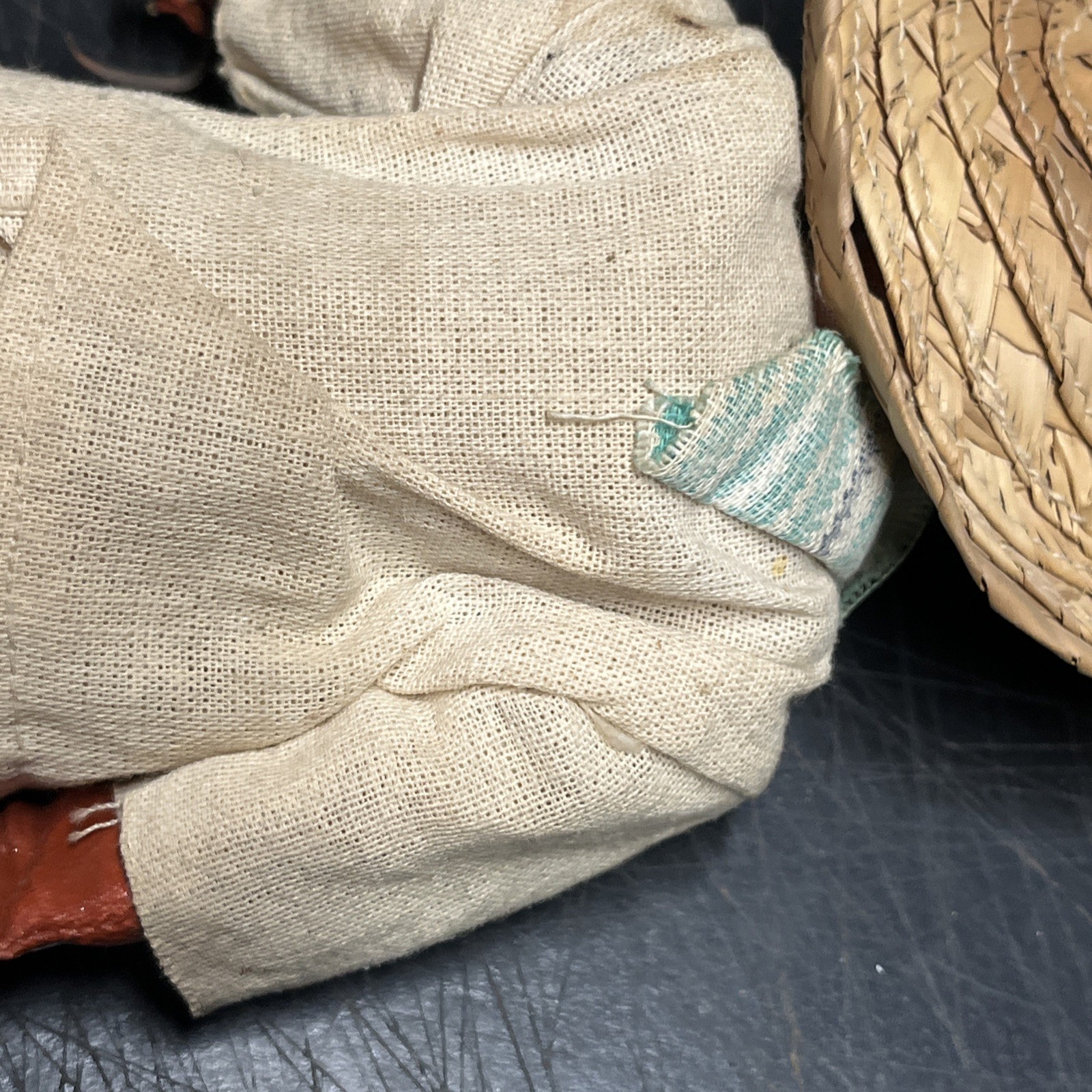 Vintage Mexican Hand Made Painted Oil Cloth Folk Art Dolls 9”Tall