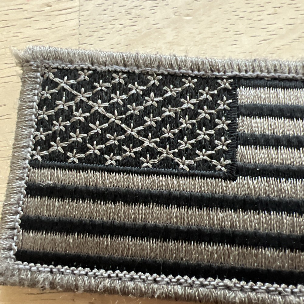 Embroided Patch Hook Loop American Flag USA Gray