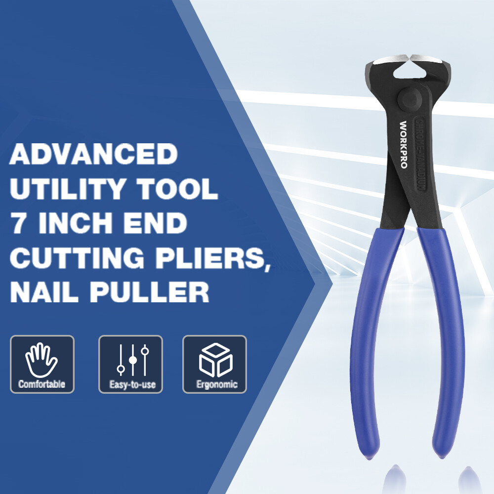 WORKPRO Nail Puller 7-Inch End Cutting Pliers High Leverage End Cutting Nipper