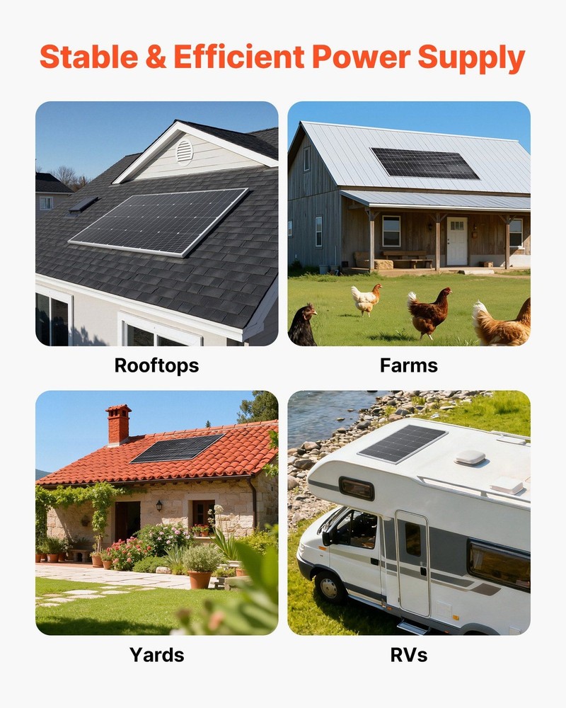 200W Monocrystalline Solar Panel for RV Boat Off-Grid Use