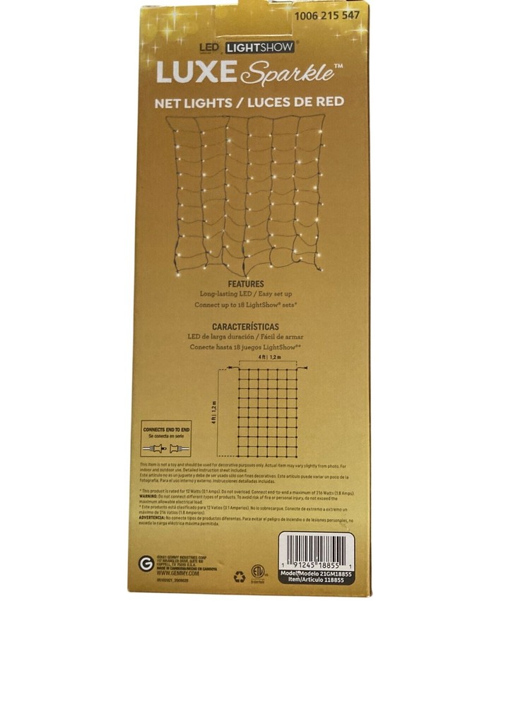 LED Light Show Luxe Sparkle Net Lights Diamond White
