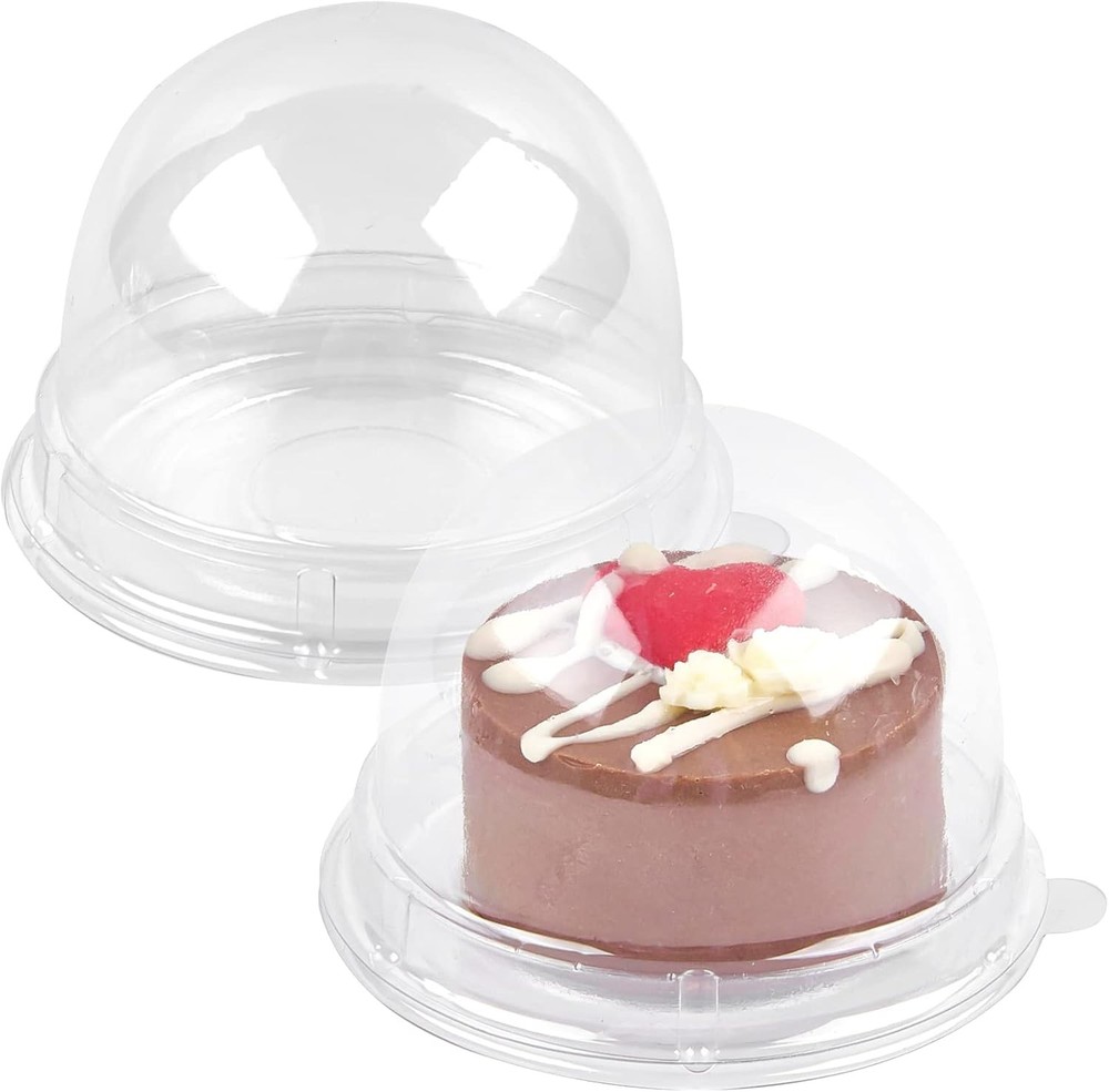100Pcs Clear Plastic Mini Cake Boxes with Dome Lids, Mini