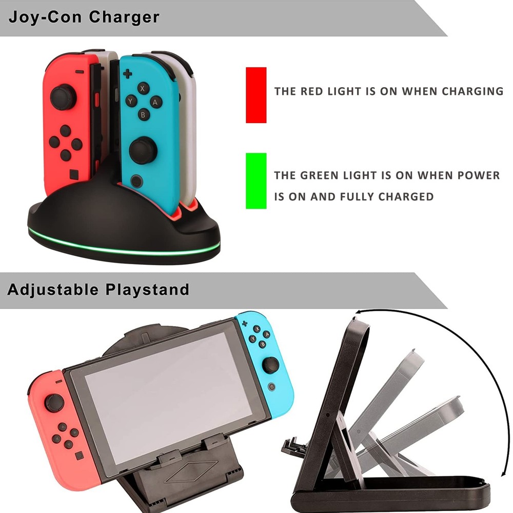 Accessories Kit for Nintendo Switch / Switch OLED Model Games Bundle Wheel Gr...