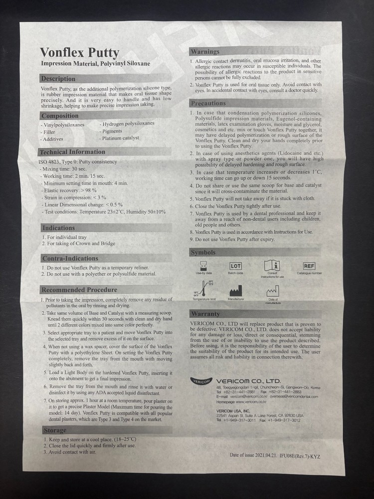 Vonflex Putty Regular set (VERICOM)