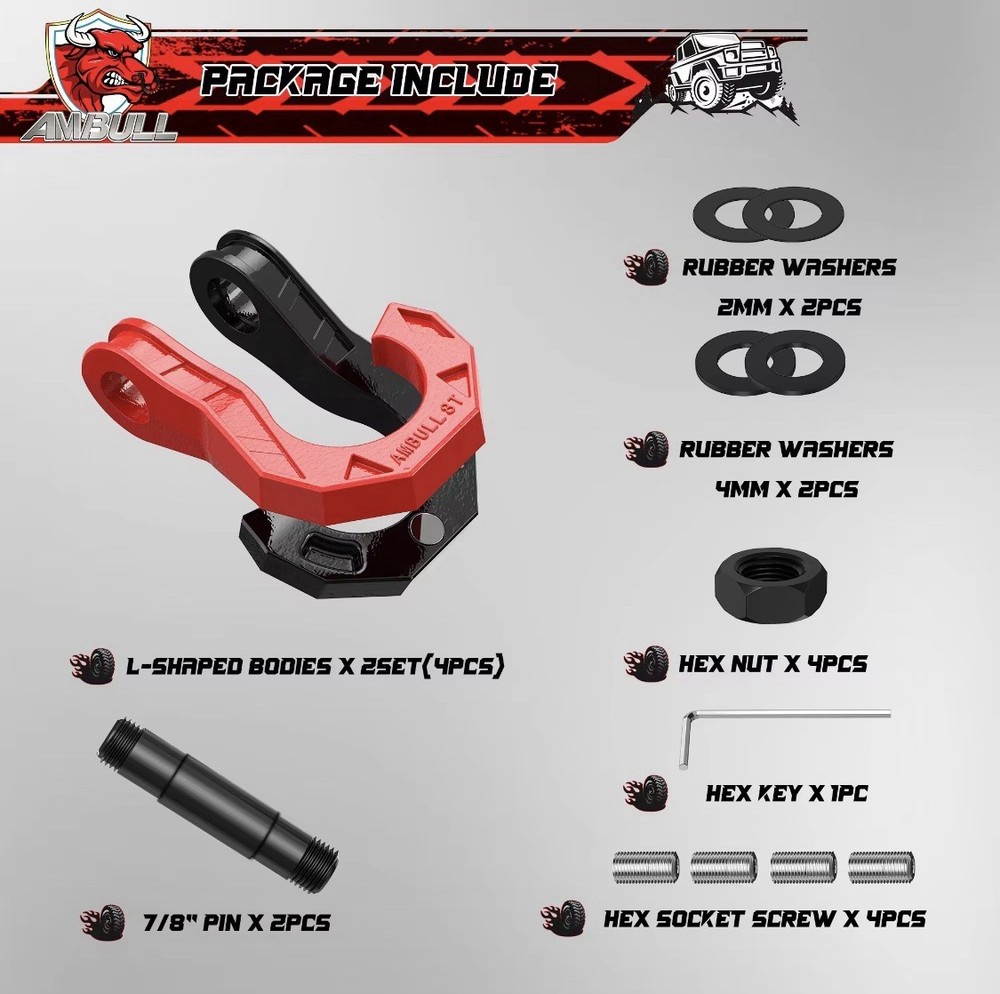 Split D-ring Shackles 25t Red