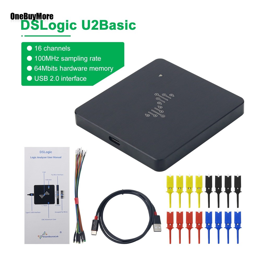 DSLogic U2Basic 16CH Logic Analyzer USB 2.0 100MHz Sampling Rate 64Mbits