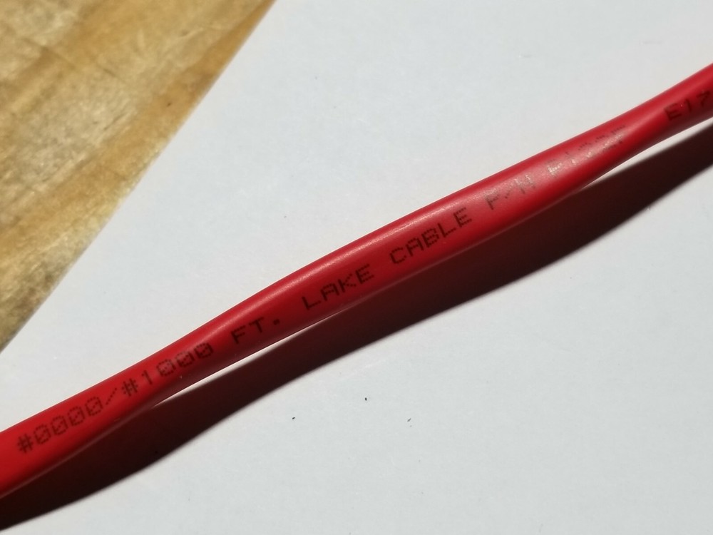 Lake Cable P122F 12/2C Solid Plenum Fire Alarm Cable Wire CMP/FPLP Red /50ft