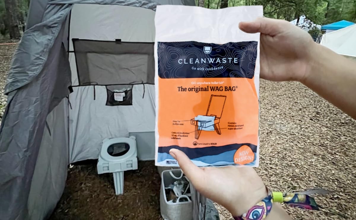 Cleanwaste GO Anywhere Portable Folding Toilet + Bonus Original Wag Bag Kit