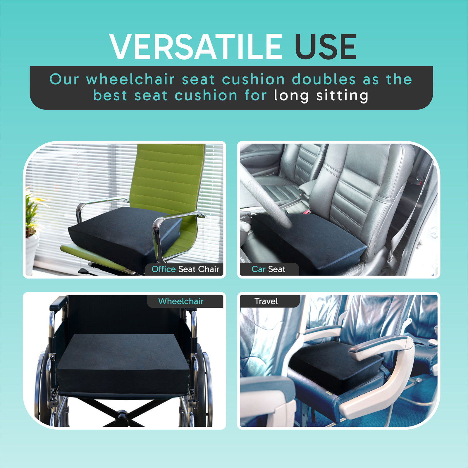 Wheelchair Cushions Comfortable Thick Memory Foam Seat Cushion Pressure Relief