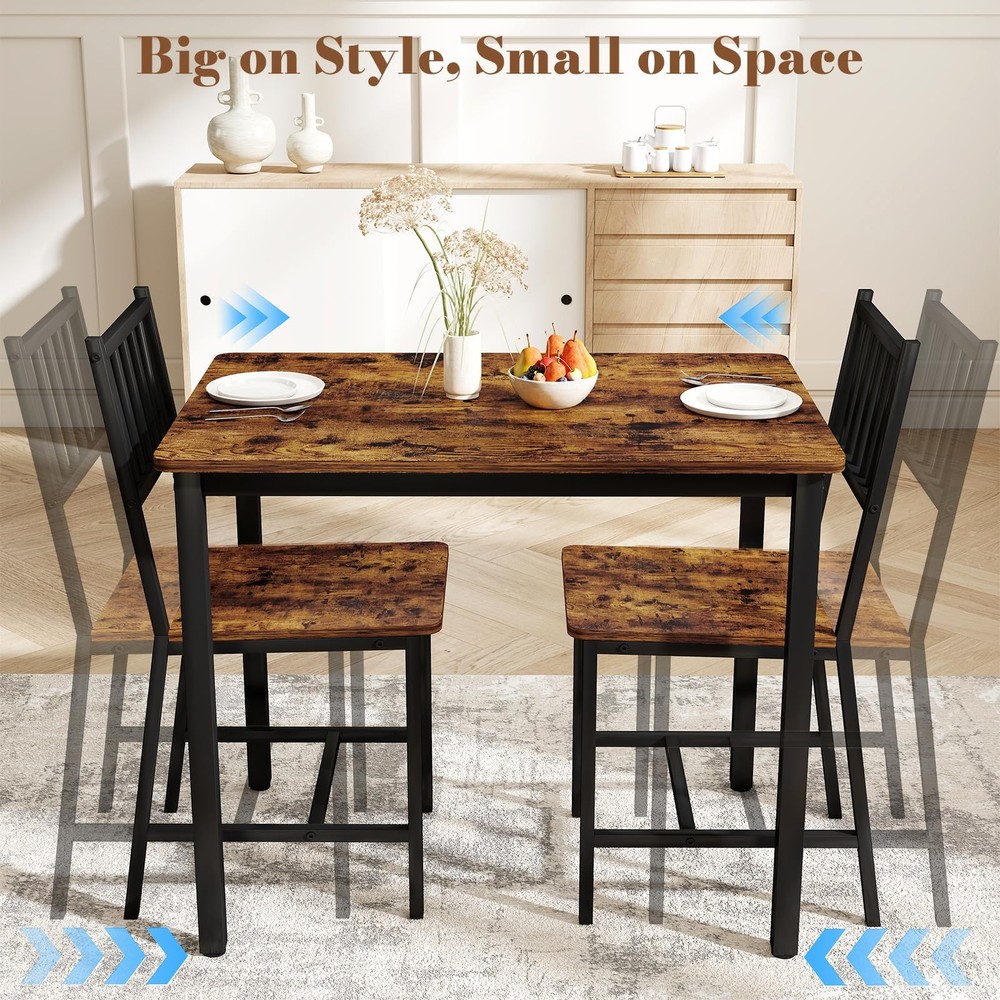 Small Space 3 Piece Dining Table Set for 2, Compact Kitchen Table Set with 2 ...