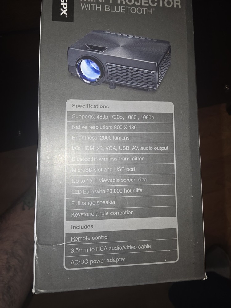 GPX Mini Projector With Bluetooth Projection
