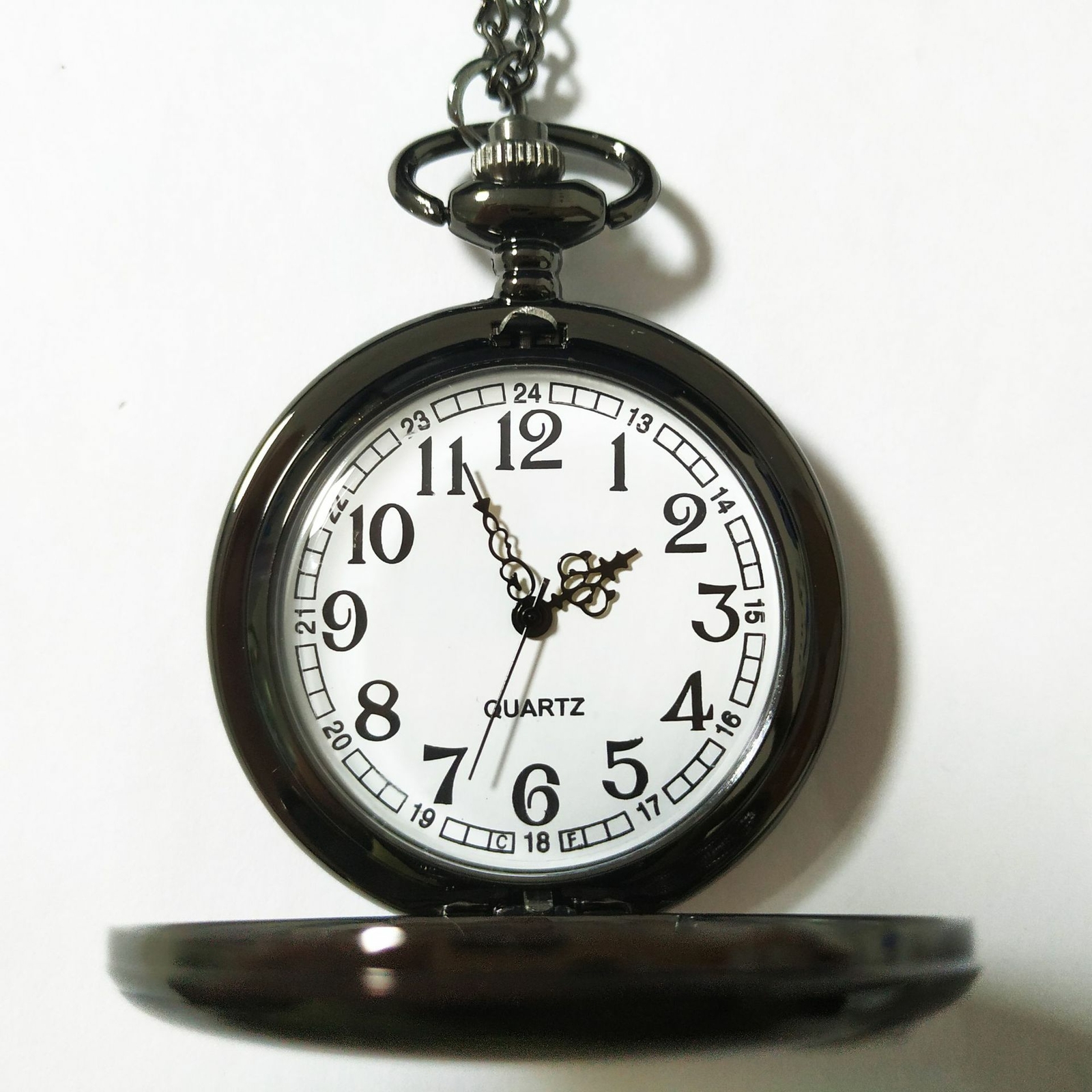 Mens Pocket Watch Quartz White Dial Stainless Steel Case Arabic Numerals Luxury