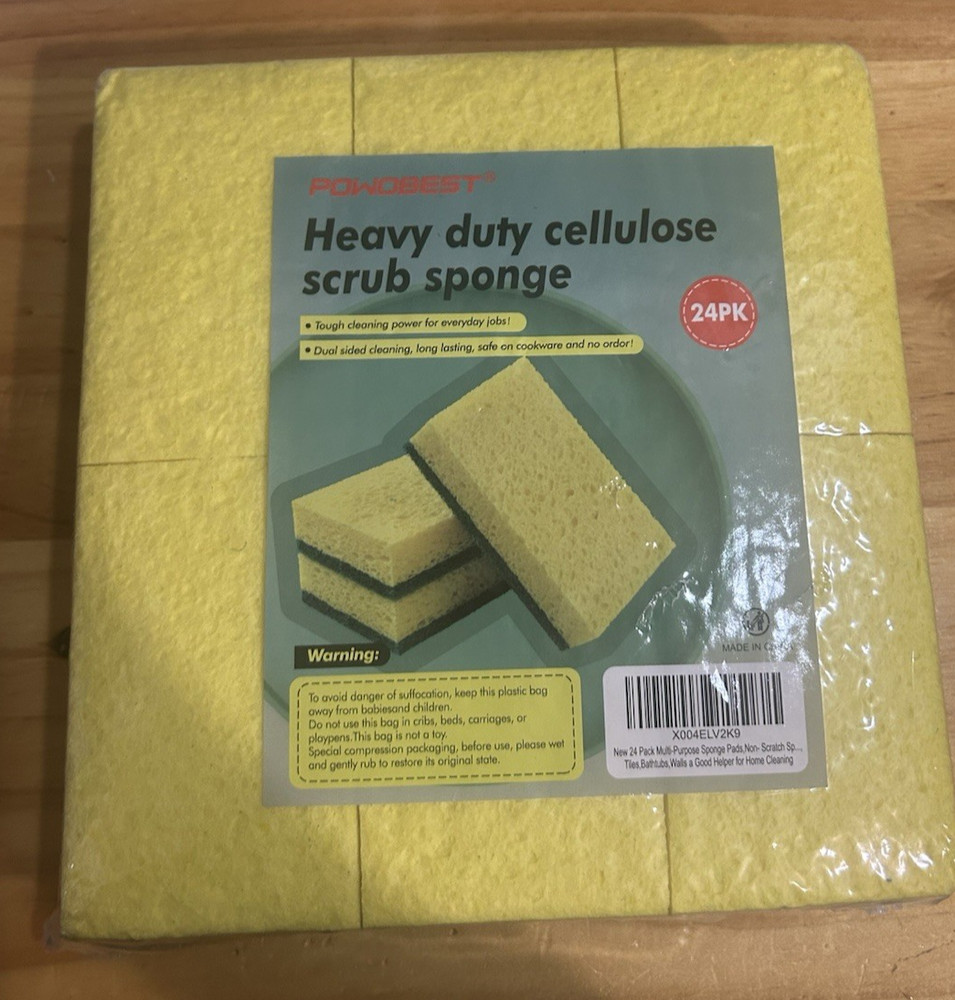 Heavy Duty Cellulose Scrub Rectangle Sponge 24 Pk