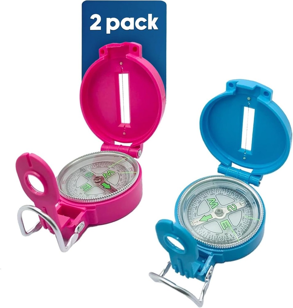 2-Pack Lensatic Compasses Hiking Backpacking Orienteering Compass Navigation ...