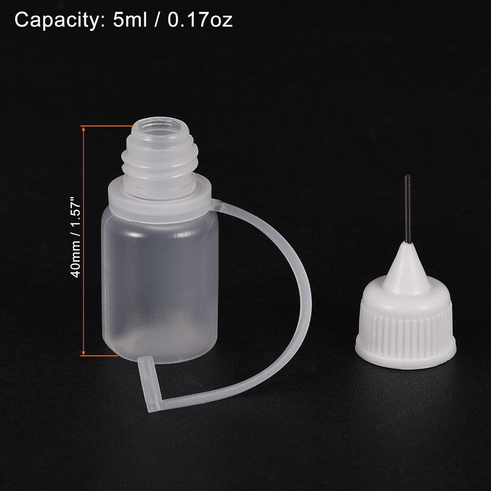 20Pcs Needle Tip Bottle Precision Plastic Applicator with White Cap 5ml