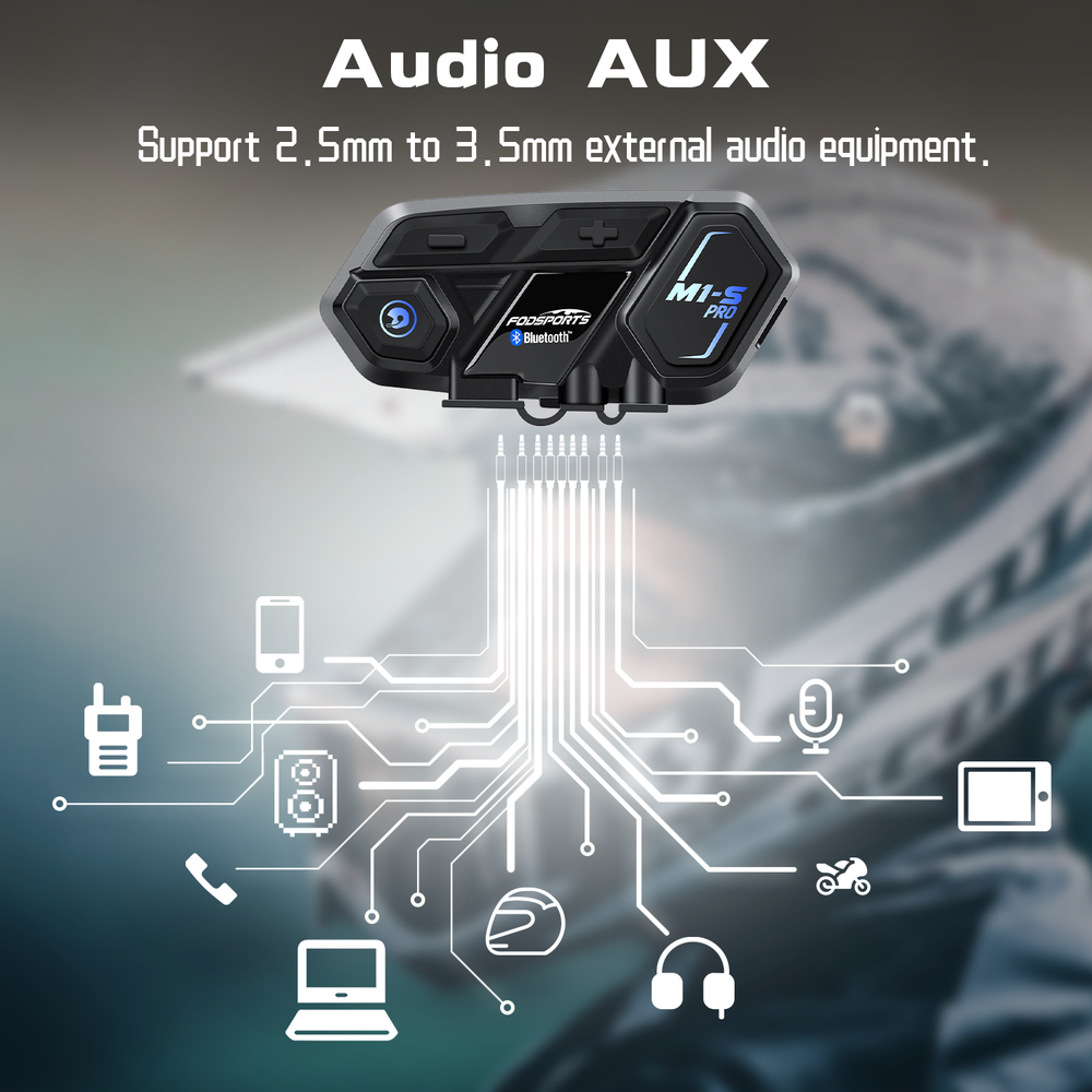 M1-S Pro Motorcycle Intercom Headset 8 Riders Bluetooth Interphone Helmet 2000m