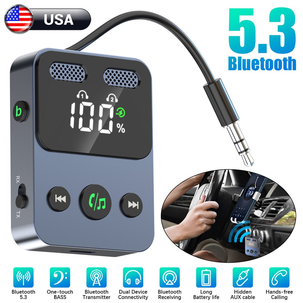 Wireless Bluetooth AUX Audio Receiver Adapter Car Accessories Universal 2-in-1