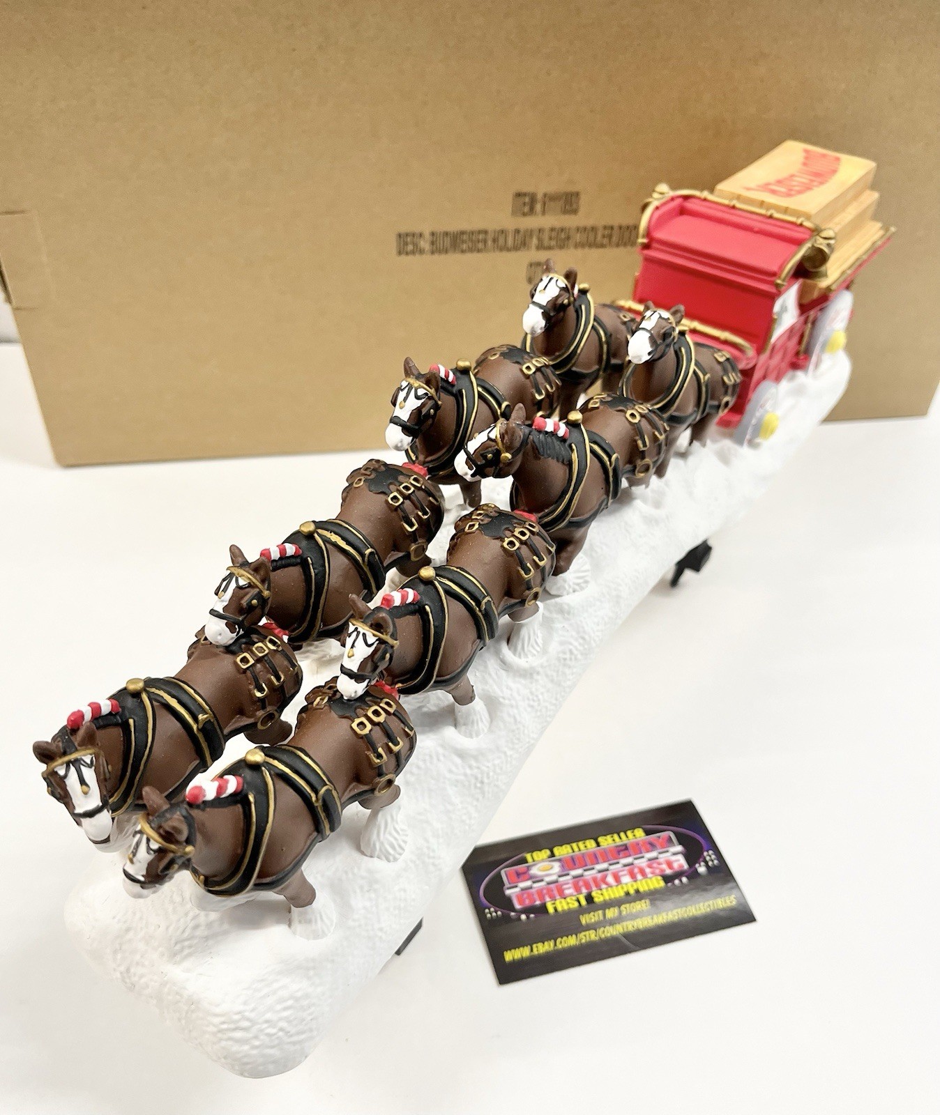 Budweiser Clydesdale Horses Wagon Sleigh Statue Cooler Door Handle BNIB RARE!