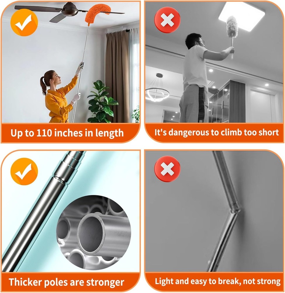 Telescoping Cobweb Duster with Extension Pole