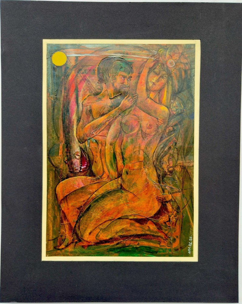 Original Russian Abstract Composition, Graphics, Postmodernism, Signed.