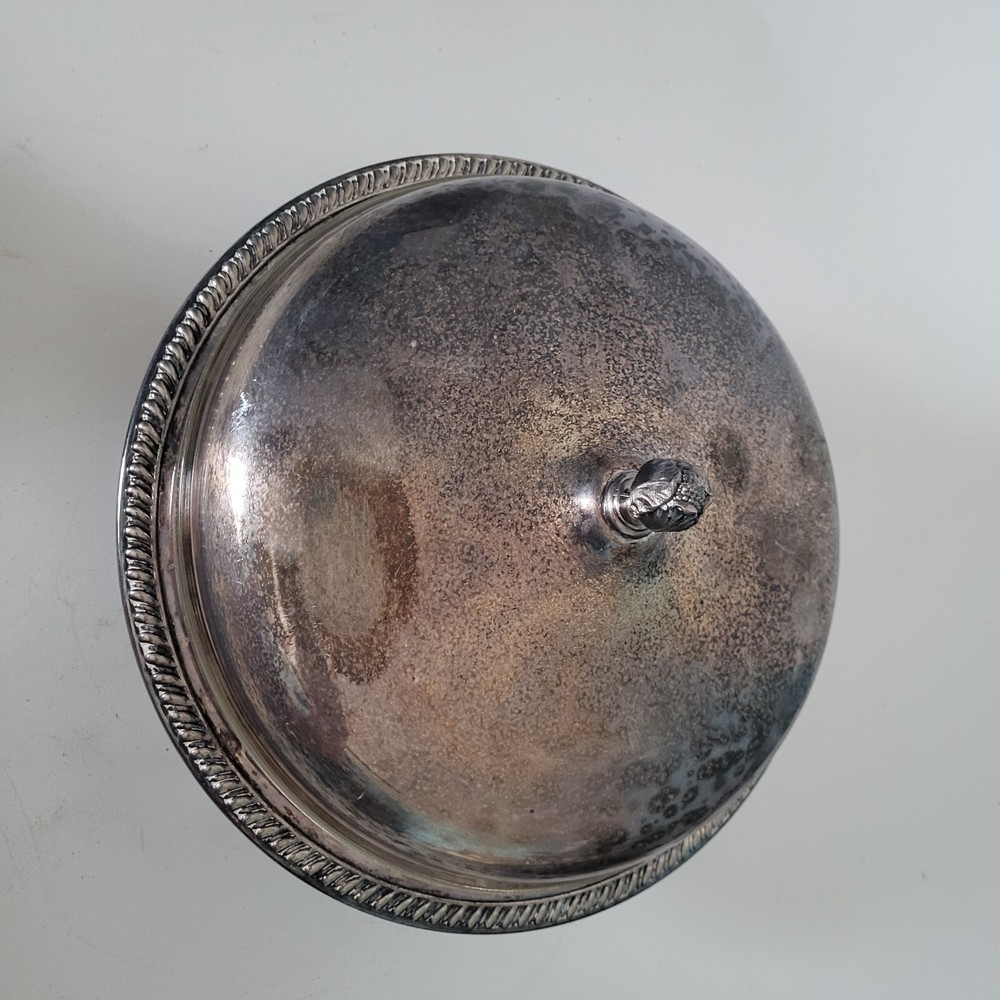 Vintage Sheffield Silver Plated Partitioned Dish w/ Glass Pyrex Insert dual Rare