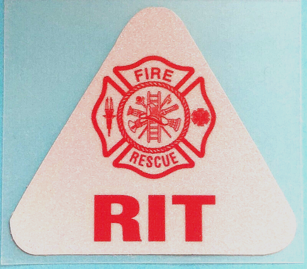 RAPID INTERVENTION TEAM Reflective Fire Dept. RIT Helmet Decal - 2" Triangle-RED