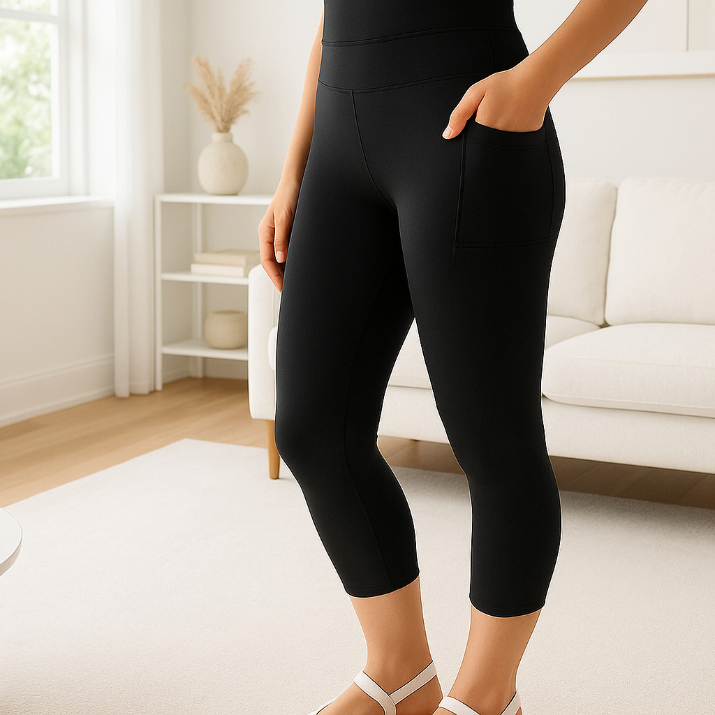 NEW OS Women's Black Pocket Capri Leggings (Feel Soft as Lularoe)