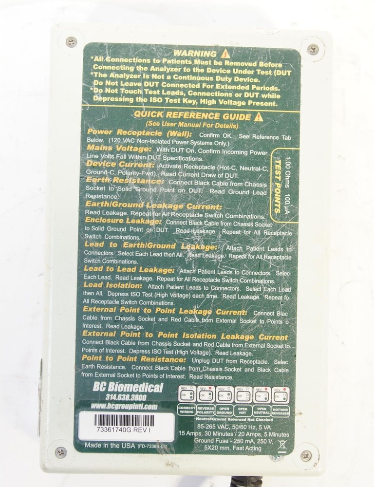 BC Biomedical SA-2005 Safety Analyzer