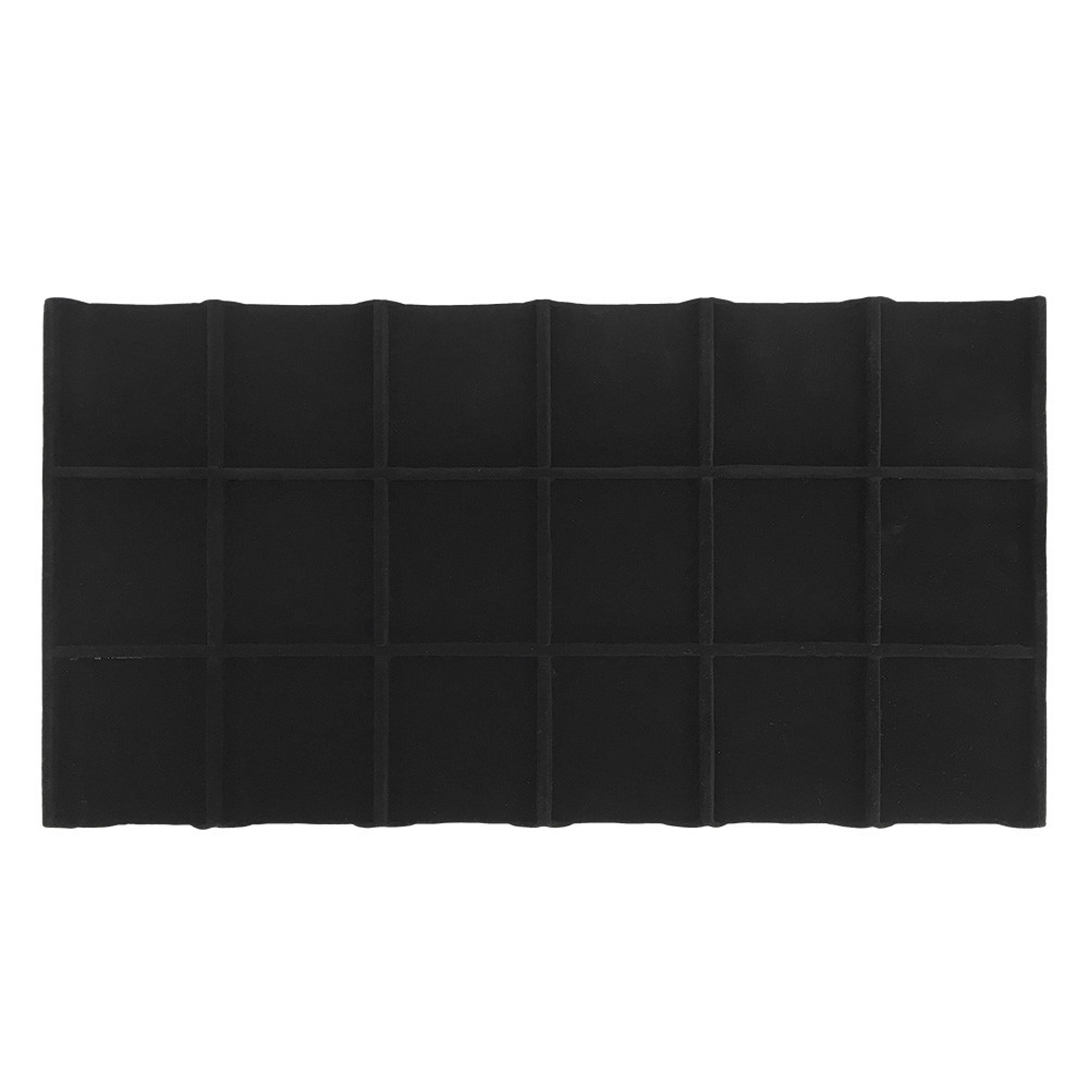 Jewelry 18 Square Divided Insert Tray BLACK VELVET Showcase 1/2 Inch Height