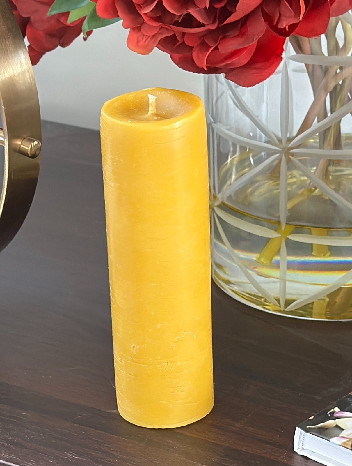 Handmade 100% Pure Beeswax Pillar Candle 2" x 6" 100% Cotton Wick