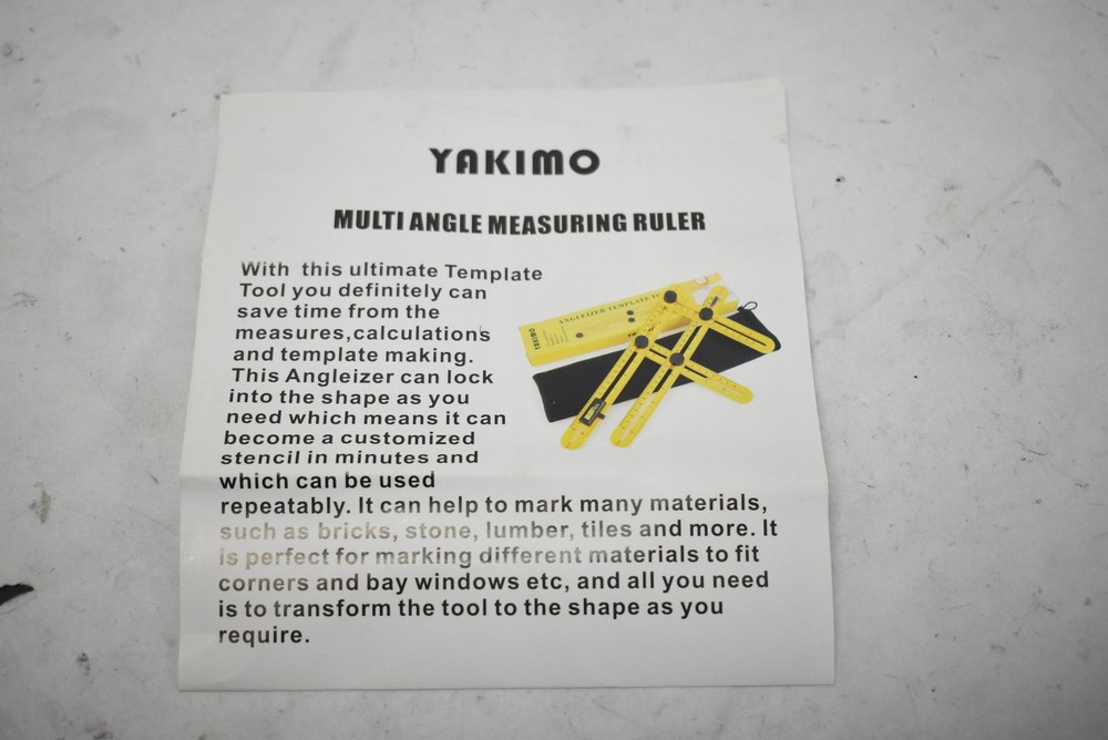 Yakimo Angleizer Template Multi Angle Measuring Ruler Tool W Level Case Yellow