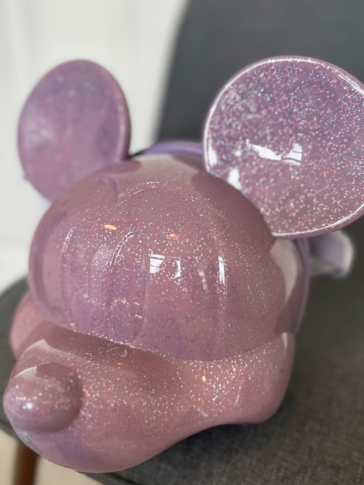 Disney Parks Loungefly Mickey Mouse 3D Head Purple Glitter Crossbody Bag NEW