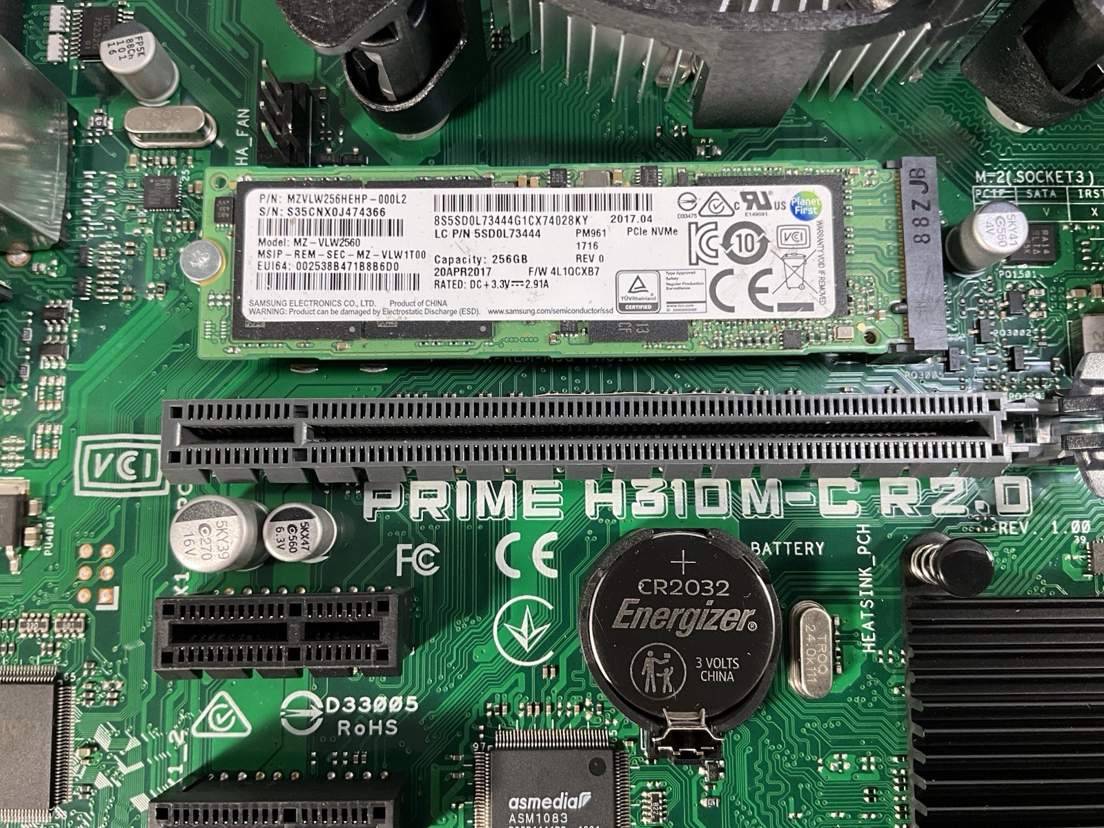 ASUS PRIME H310M-C R2.0 MOTHERBOARD + i5-9400 + 16GB + 256GB NVMe + WIN 11 PRO