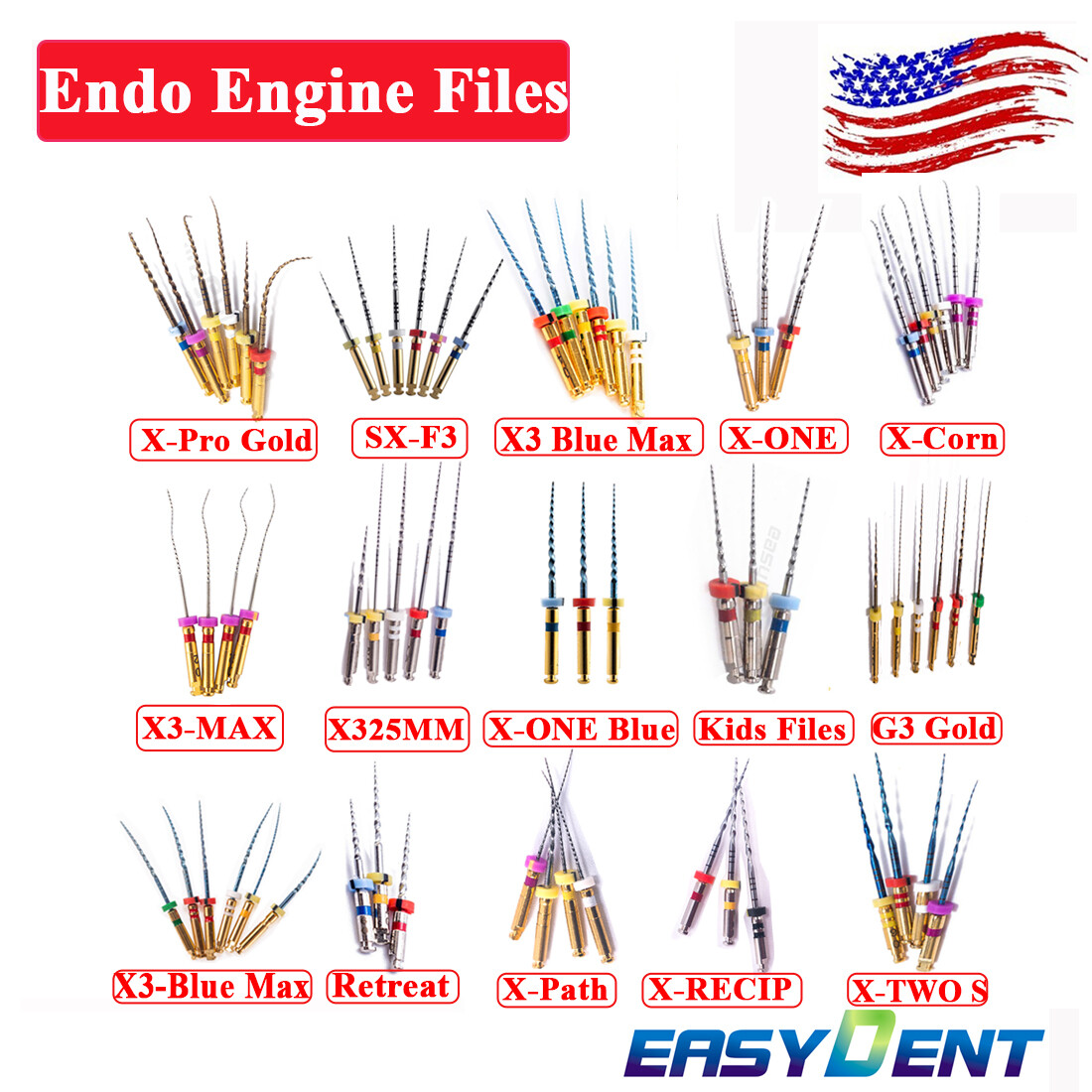 6Pcs Dental Endo Root canal Files X-Pro Gold Taper Niti Endodontic Files 25/31MM