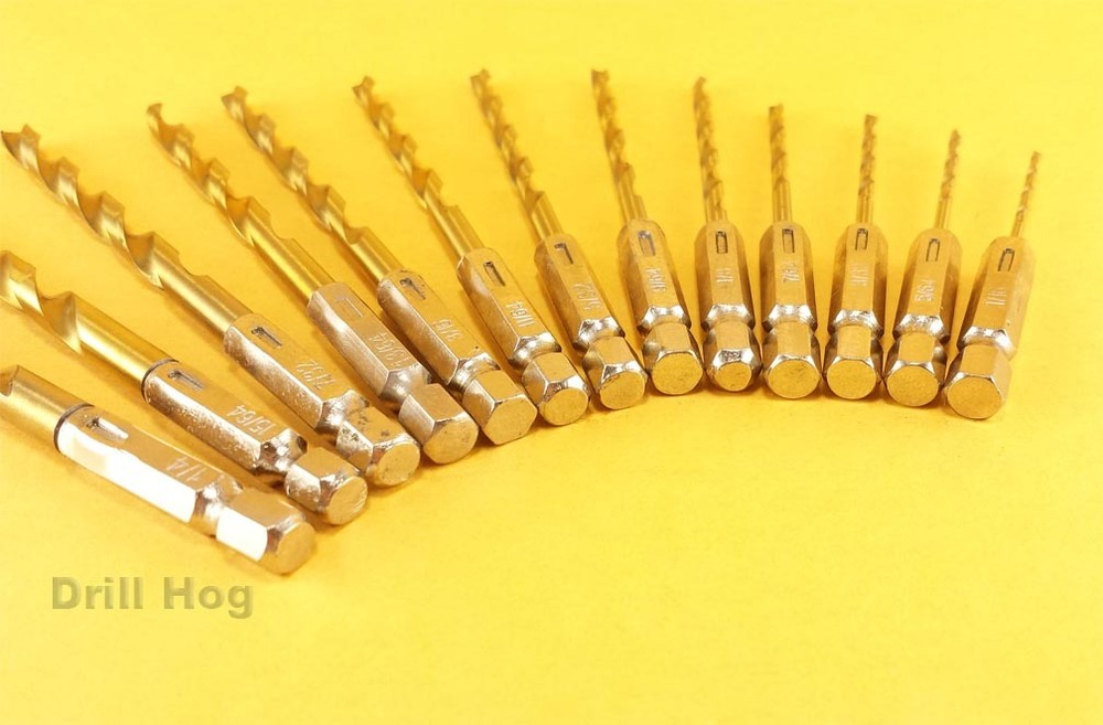 13 Pc Hex Shank Drill Bits Quick Change M2 Impact Driver Screw Gun Drill Hog®