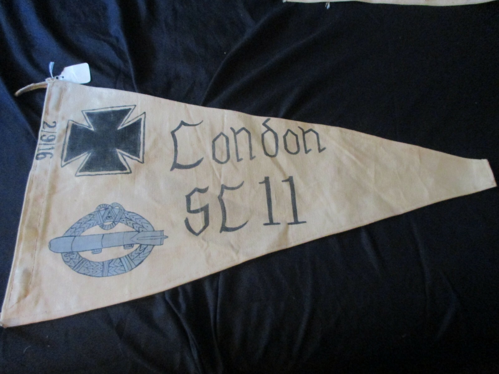 WWI IMPERIAL GERMAN ZEPPELIN-AIRSHIP SL11 2/9/16 LONDON   MISSION PENNET  FLAG