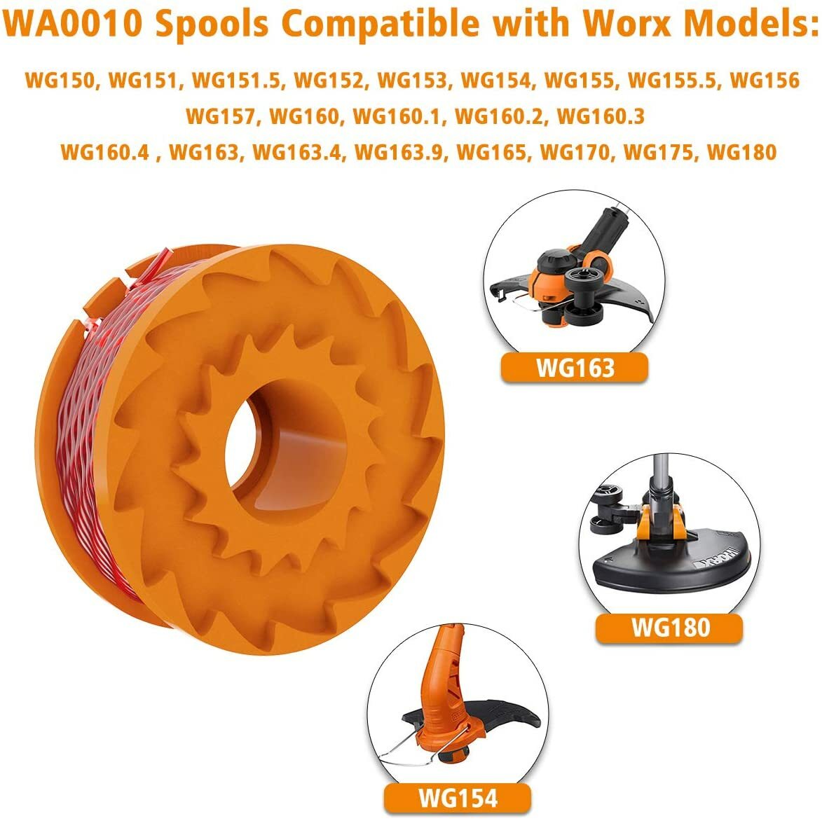 WORX WA0010 Replacement Spool Line For Grass Trimmer 10ft 12-pack **USA OWNED**