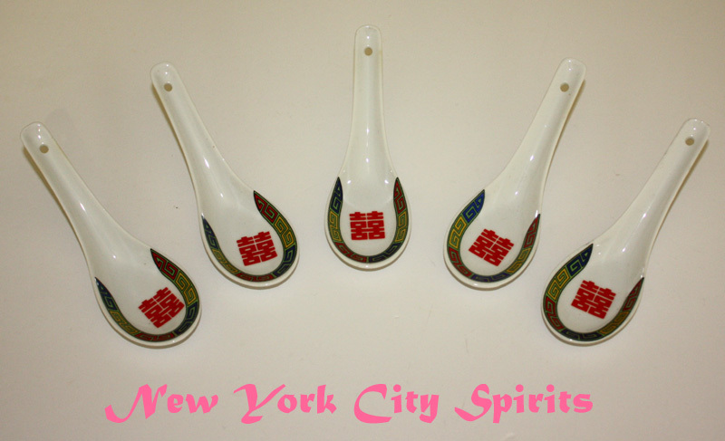 Ceramic Soup Spoon Double Happiness, Set/5pcs