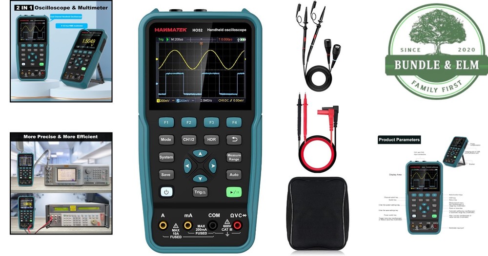 Mini Digital Oscilloscope with 2 Channels and Cursor Measurement Functionality