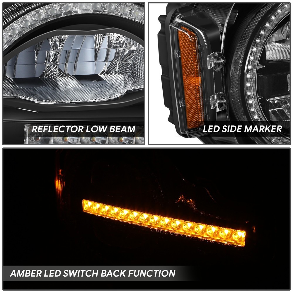 Black Start-up Sequential Switchback Full LED Headlights for 21-26 Ford Bronco